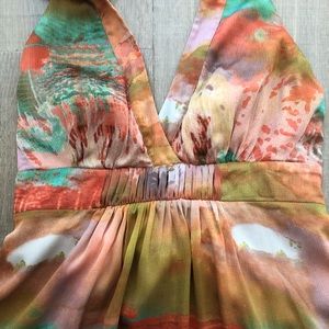 Multi colour Halter Tie Maxi Dress